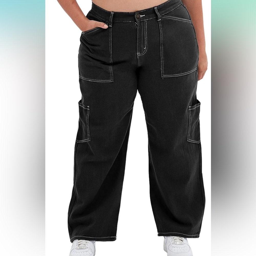 Eytino Womens Cargo Pants High Waisted Stretch Wide Leg Baggy Pants